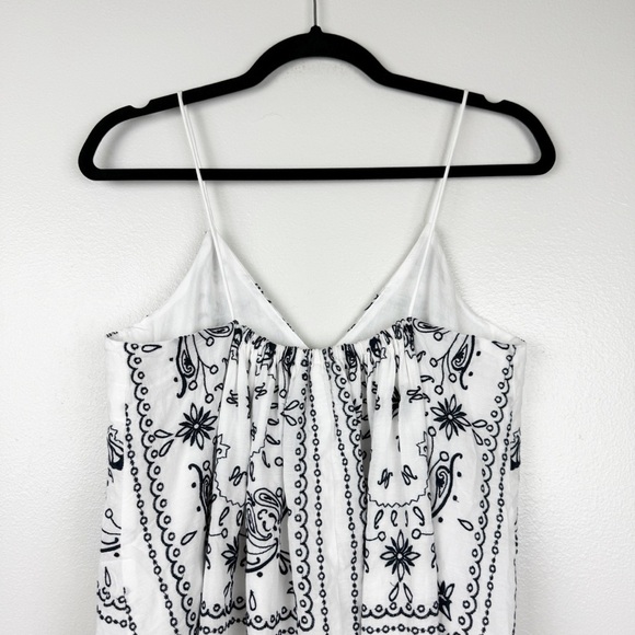 Madewell Embroidered Deep V-Neck Midi Dress Bandana Size M NWT - Picture 8 of 10